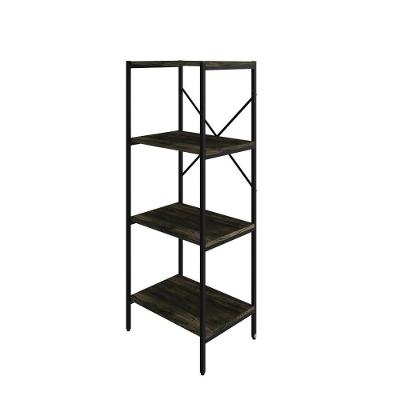 Estante C/04 Prateleiras 118x45x33cm Tub Tueh1144 Carvalho Dark - Est.preta Carvalho Dark / Est.preta