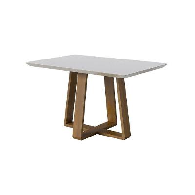 Mesa Wood 1.4 C/ Vidro Retangular - Off White/nature