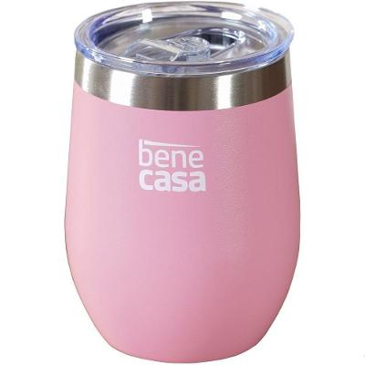 Copo Térmico Para Bebidas Com Tampa 360ml Rosa