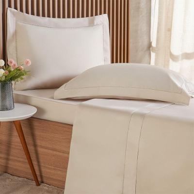 Jogo De Cama King 4 Pçs Ricamo 300 Fios 100% Algodão 193x203x40cm Biscuit
