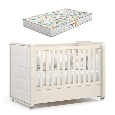 Berço Americano Tutto New Off White Com Capitonê New Boucle E Colchão Gazin - Matic