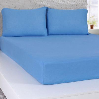 Jogo De Cama Solteiro Serena 3 Pçs Malha 100% Algodão 88x188x23cm Azul