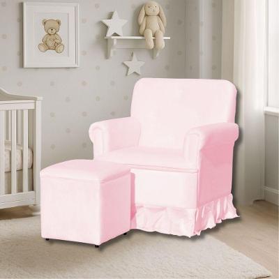 Poltrona De Amamentação Mamãe Meg Balanço E Puff Suede Rosê