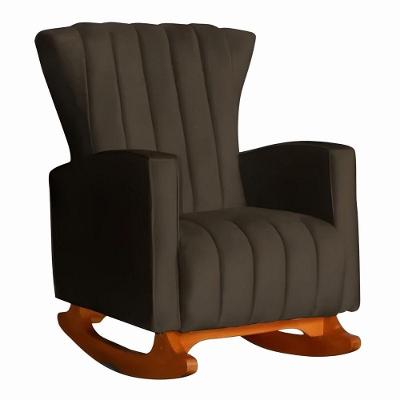 Poltrona De Amamentação De Balanço Estofado Emilly Suede Marrom
