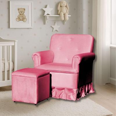 Poltrona De Amamentação Mamãe Meg Balanço E Puff Suede Rosa