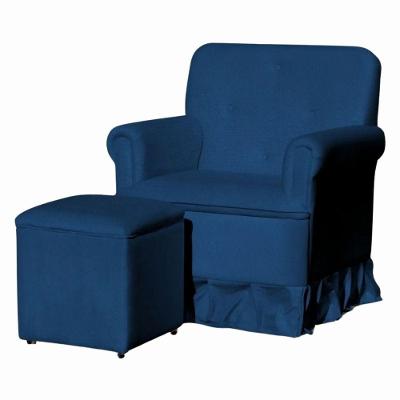 Poltrona Balanço De Amamentação Quarto Com Puff Emilia Suede Azul Marinho