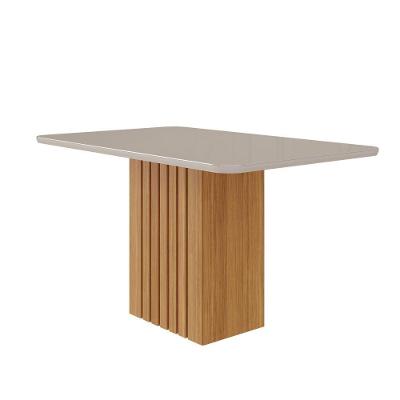 Mesa De Jantar 130cm Com 4 Lugares Ana Nature/off White Cimol Móveis