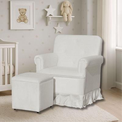 Poltrona Balanço De Amamentação Quarto Com Puff Emilia Suede Bege
