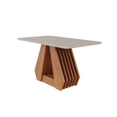 Mesa De Jantar Em Mdf Com Tampo De Vidro 130 Cm Agata Cinamomo/off White Cimol Móveis