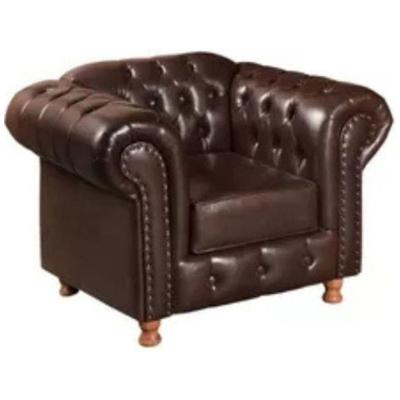 Poltrona Chesterfield Luís Xv Vintage Retrô Capitonê Couro Marrom