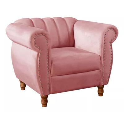 Poltrona Chesterfield Realeza Vintage Retrô Suede Rosa