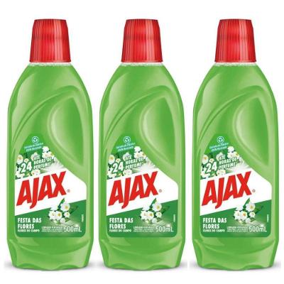 Kit 3 Limpador Ajax Festa Das Flores - Flores Do Campo 500ml