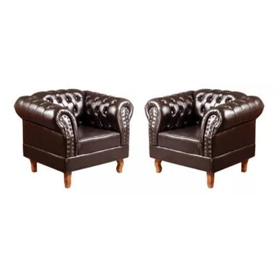 Kit 2 Poltronas Chesterfield Dom Pedro Vintage Retrô Capitonê Couro Marrom