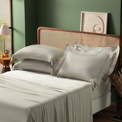 Jogo De Cama 100% Bambu Fibras Naturais 4 Peças 350 Fios Cinza Névoa - Casal