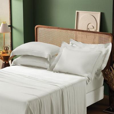 Jogo De Cama 100% Bambu Fibras Naturais 4 Peças 350 Fios Branco - King