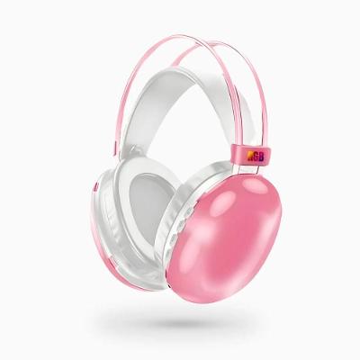 Fone De Ouvido Rosa Sem Fio Bluetooth Led Rgb Recarregável