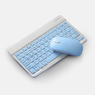 Teclado Sem Fio Recarregável + Mouse Slim Azul Com Bluetooth