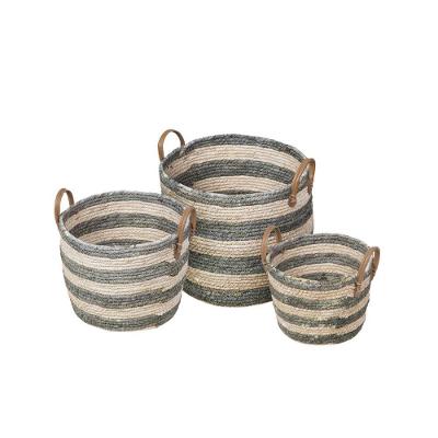 Kit 3 Cestos Or-5506 Em Fibra Natural Seagrass Or Design Verde
