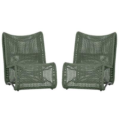 2 Cadeiras Poltronas Texas Corda Náutica Varanda Jardim Verde