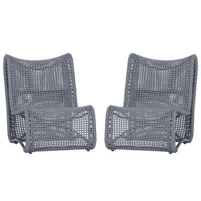 2 Cadeiras Poltronas Texas Corda Náutica Varanda Jardim Prata