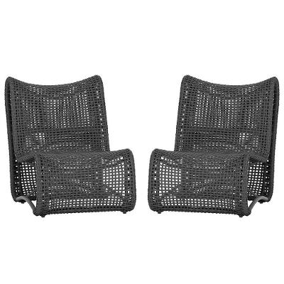 2 Cadeiras Poltronas Texas Corda Náutica Varanda Jardim Preto