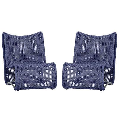 2 Cadeiras Poltronas Texas Corda Náutica Varanda Jardim Azul