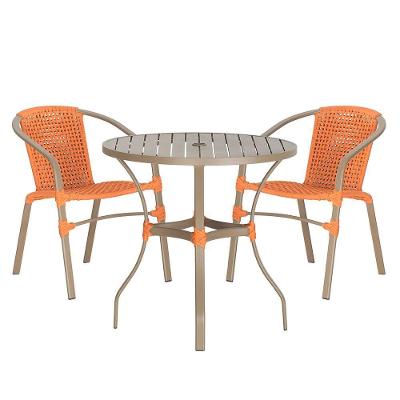 02 Cadeiras Floripa E Mesa Roma 100cm Fendi E Corda Nautica Terra Cota