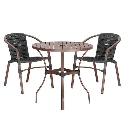02 Cadeiras Floripa E Mesa Roma 100cm Marrom E Corda Nautica Preto