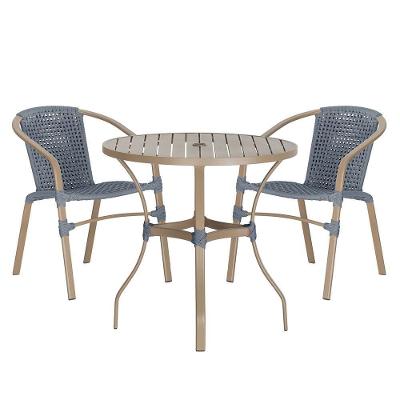 02 Cadeiras Floripa E Mesa Roma 100cm Fendi E Corda Nautica Prata