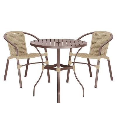 02 Cadeiras Floripa E Mesa Roma 80cm Marrom Trama Original Rami