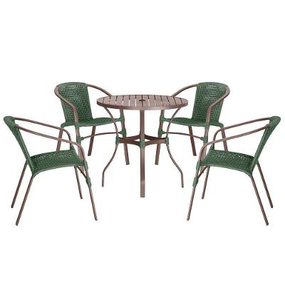 04 Cadeiras Floripa E Mesa Roma 100cm Marrom Trama Original Verde