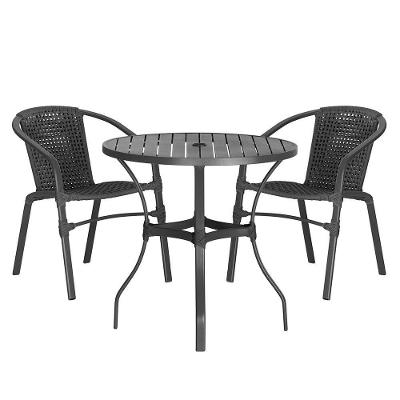 02 Cadeiras Floripa E Mesa Roma 100cm Preta Trama Original Preto
