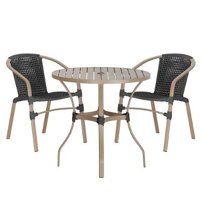 02 Cadeiras Floripa E Mesa Roma 100cm Fendi E Corda Nautica Preto