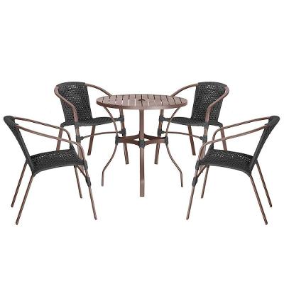 04 Cadeiras Floripa E Mesa Roma 100cm Marrom Trama Original Preto