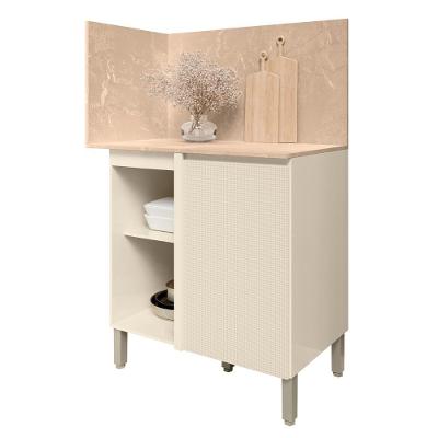 Balcão De Canto Reto Com Tampo E Painel 94cm Minsk Vanilla Z06 - Mpozenato