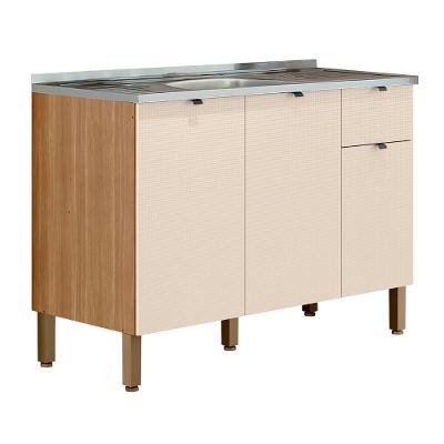 Balcão De Cozinha Com Pia 120cm Laura Plus Soft-freijó Z06 - Mpozenato