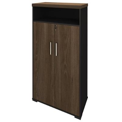 Armário Alto Para Escritório 89cm Tamburato A06 Marrom-preto - Mpozenato