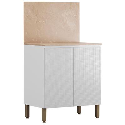 Balcão De Cozinha Com Tampo 80cm 2 Portas Minsk Branco Z06 - Mpozenato