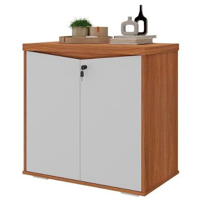 Balcão Para Escritório 74cm 2 Portas Rayly Freijó-branco A06 - Mpozenato