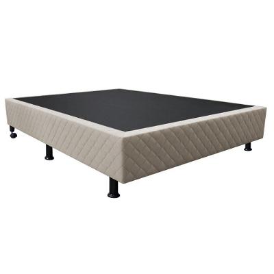 Base Box Para Cama Casal 138x188cm Liz S05 Suede Bordado Bege - Mpozenato