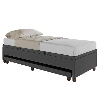 Bicama Box Baú Solteiro 88x188 Cm Samy S05 Sintético Preto - Mpozenato