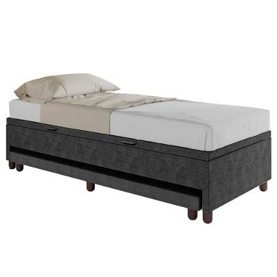 Bicama Box Baú Solteiro 88x188 Cm Samy S05 Veludo Preto - Mpozenato