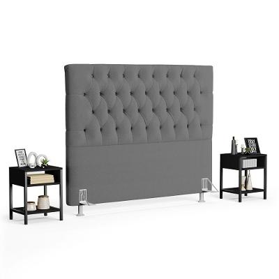 Cabeceira Casal Queen 160cm Cristal Boucle Cinza E 2 Mesas Laterais Plaza Lc1 Preto - Mpozenato