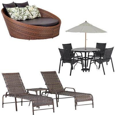 2 Espreguiçadeiras Mesa Roma Chaise Cadeira Emily Ombrelone Argila