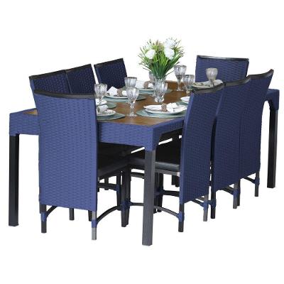 8 Cadeiras Cannes Corda Náutica E Mesa Com Tampo - Trama Azul