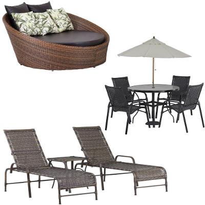 2 Espreguiçadeiras Mesa Roma Chaise Cadeira Emily Ombrelone Preto