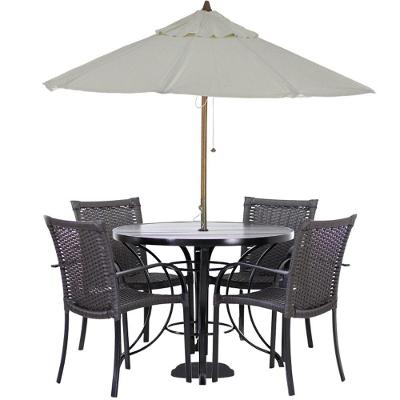 Conjunto De 4 Cadeiras Ascoli E Mesa Com Ombrelone Tabaco