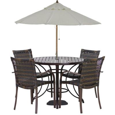 Conjunto De 4 Cadeiras Ascoli E Mesa Com Ombrelone Pedra Ferro