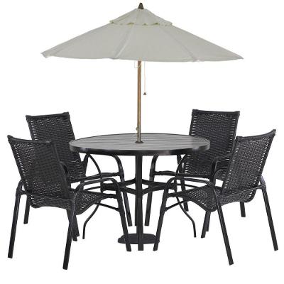 Jogo 4 Cadeiras Emily E Mesa Com Ombrelone Trama Original Preto
