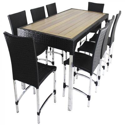 8 Cadeiras Cannes E Mesa Retangular Com Tampo Trama Original Preto